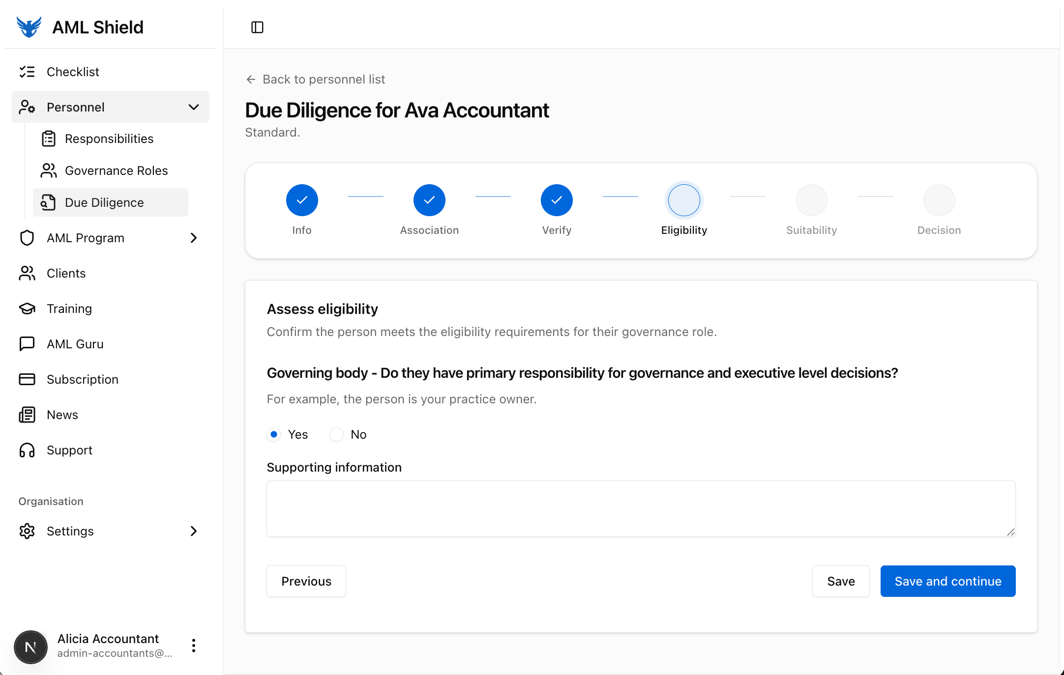Assign people and responsibilities: Personnel due diligence