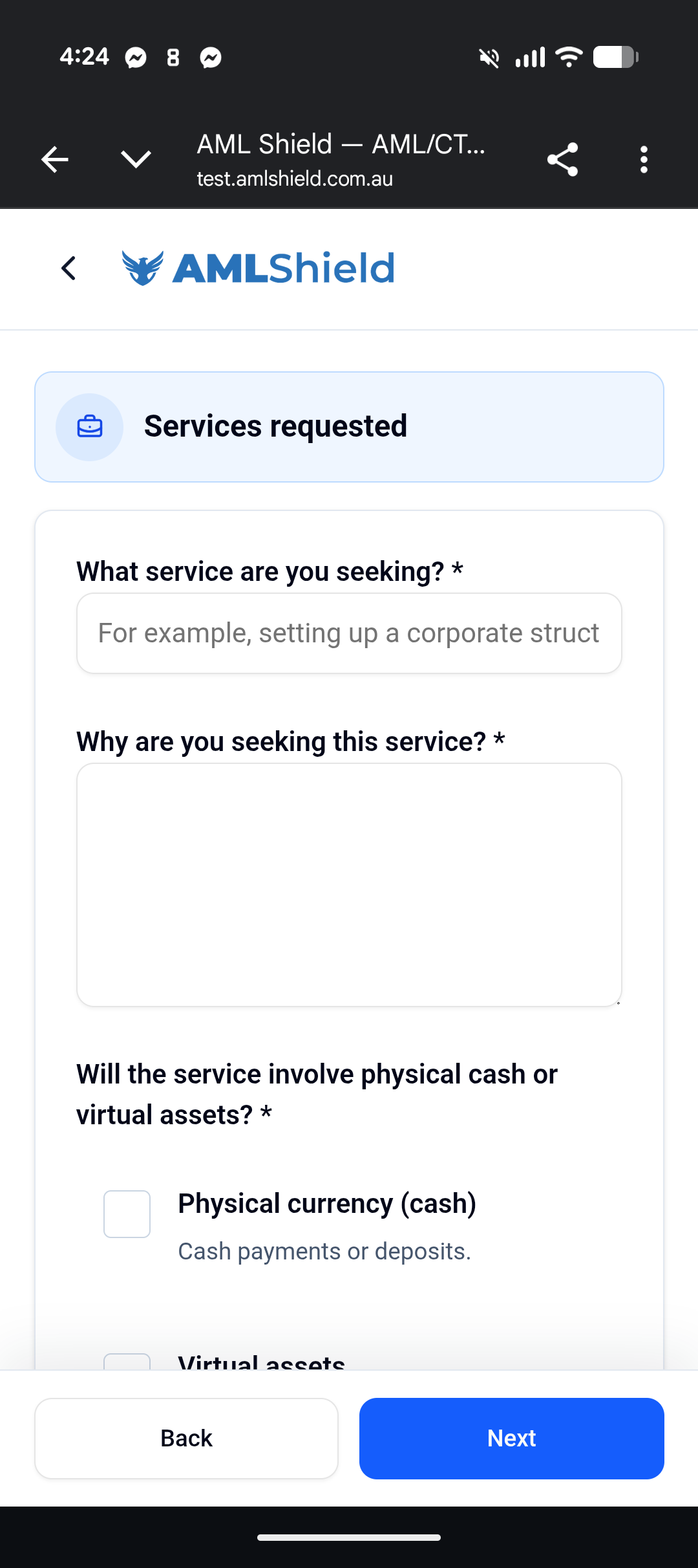 Remote onboarding on mobile: Services requested