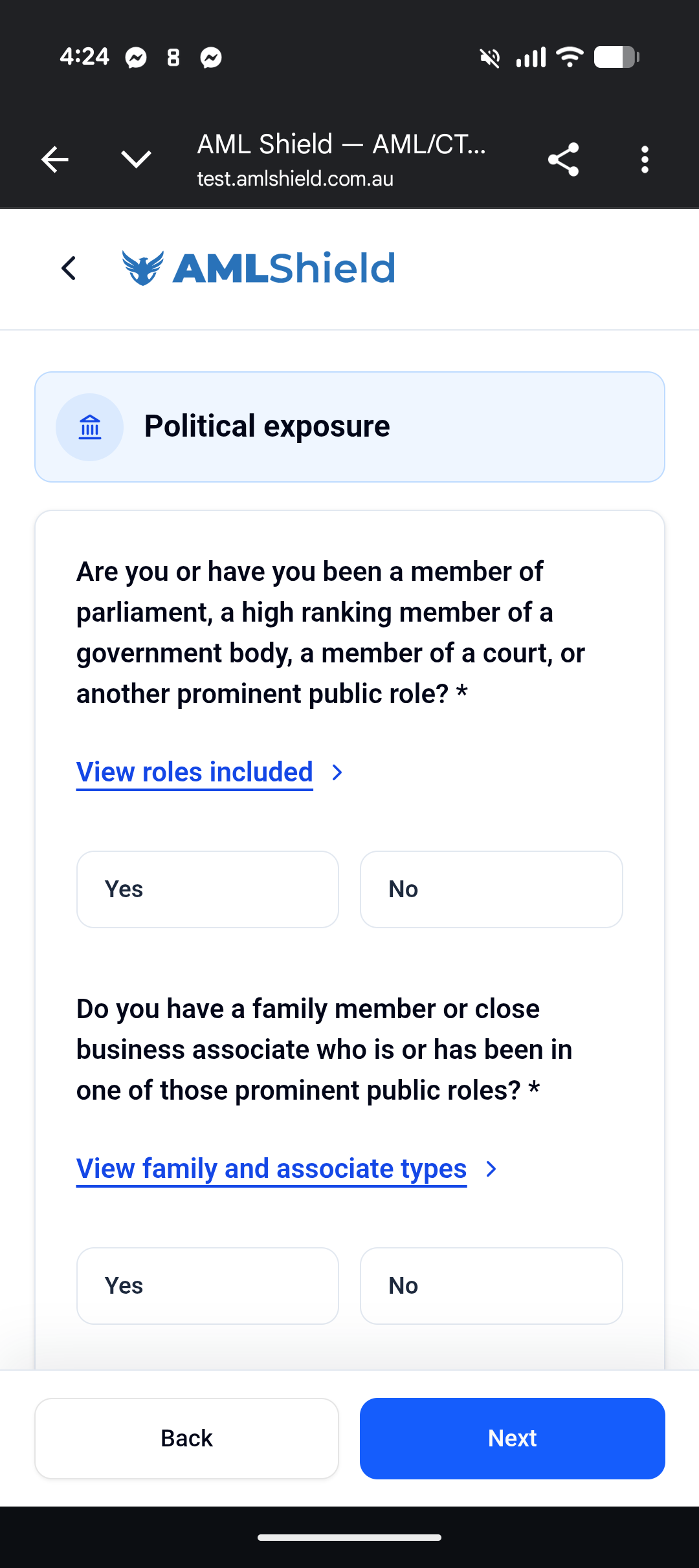Remote onboarding on mobile: Political exposure