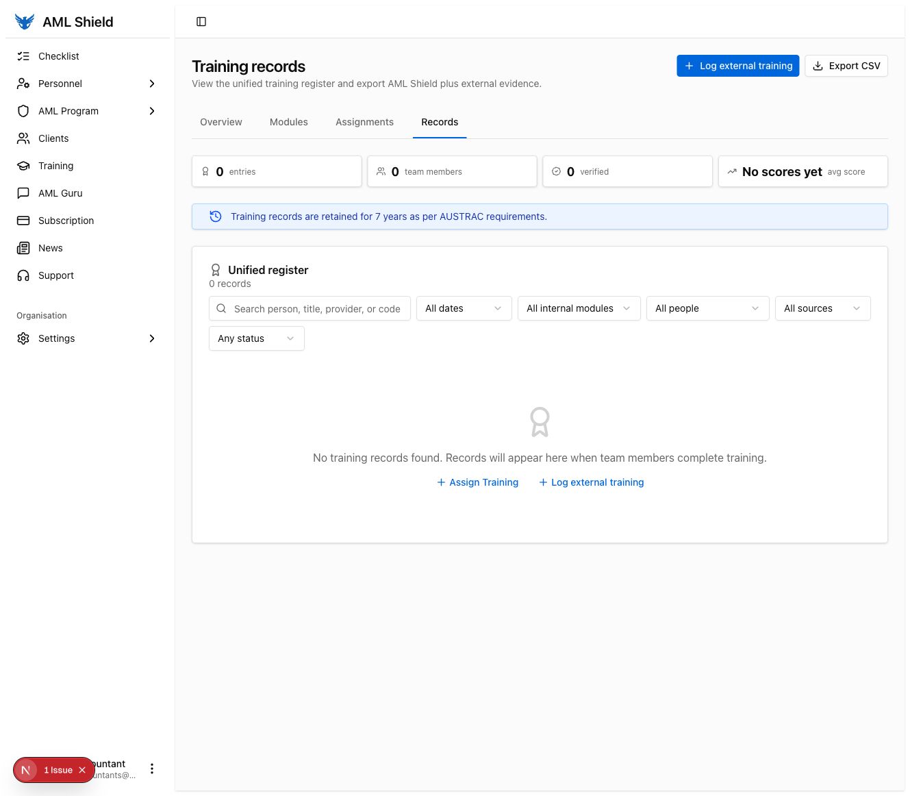Train the team: Training records and export